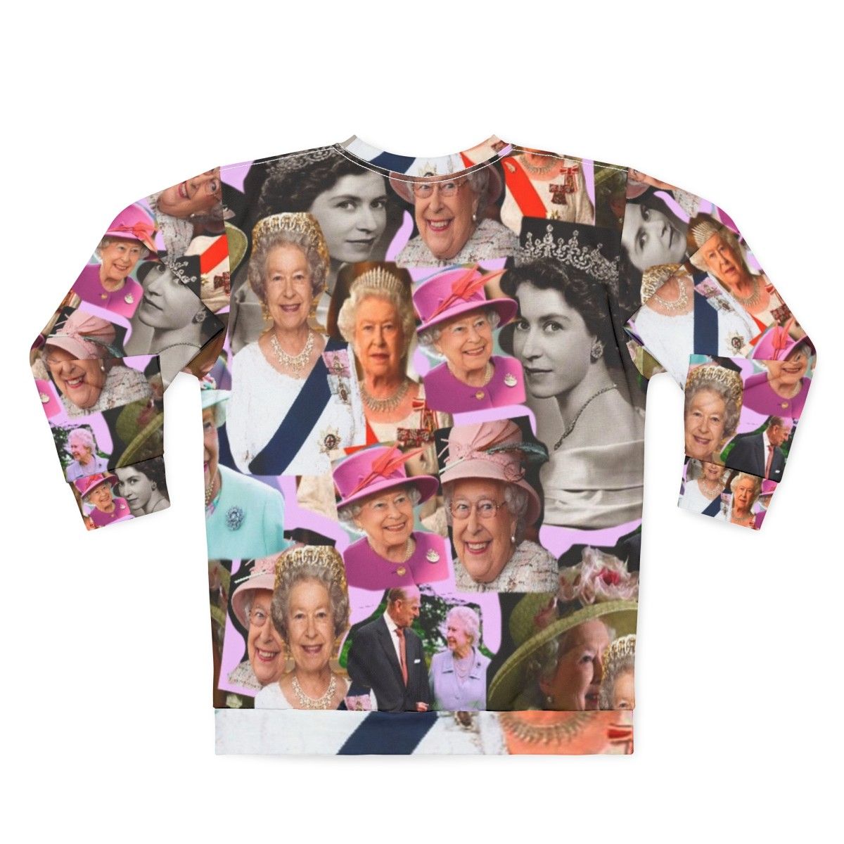 Queen Elizabeth II Sweatshirt featuring a pop art collage design - Back