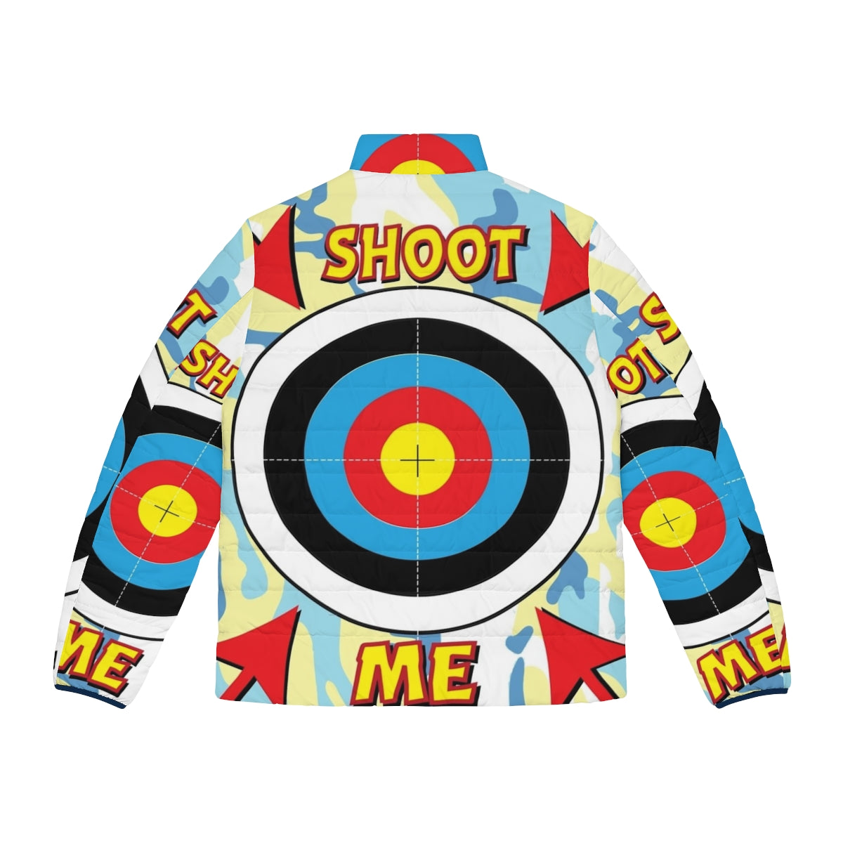 Paintball Stag Hen Do Puffer Jacket with Bullseye Target Design - Back