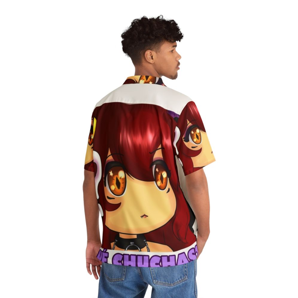 Yuro's "What The Hell" Hawaiian Shirt - Anime Style Redhead Girl Chibi - People Back