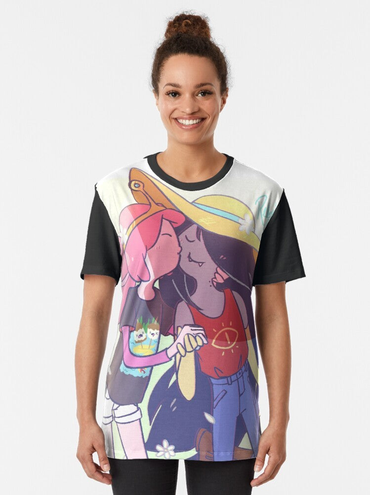 Adventure Time Bubbline Graphic T-Shirt featuring Princess Bubblegum and Marceline the Vampire Queen - Women