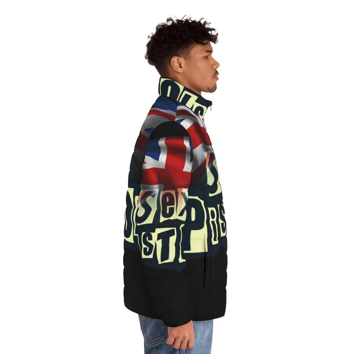 Pistols Puffer Jacket with Punk-Inspired Retro Design - men side right