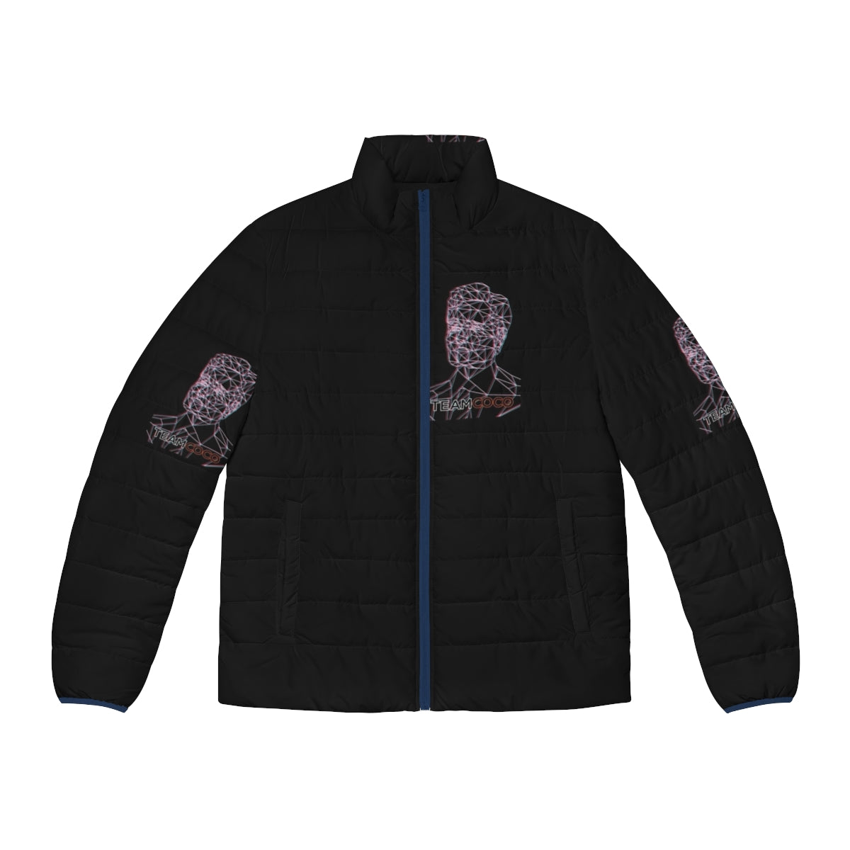 Conan O'Brien Anaglyph Puffer Jacket with vector line art portrait