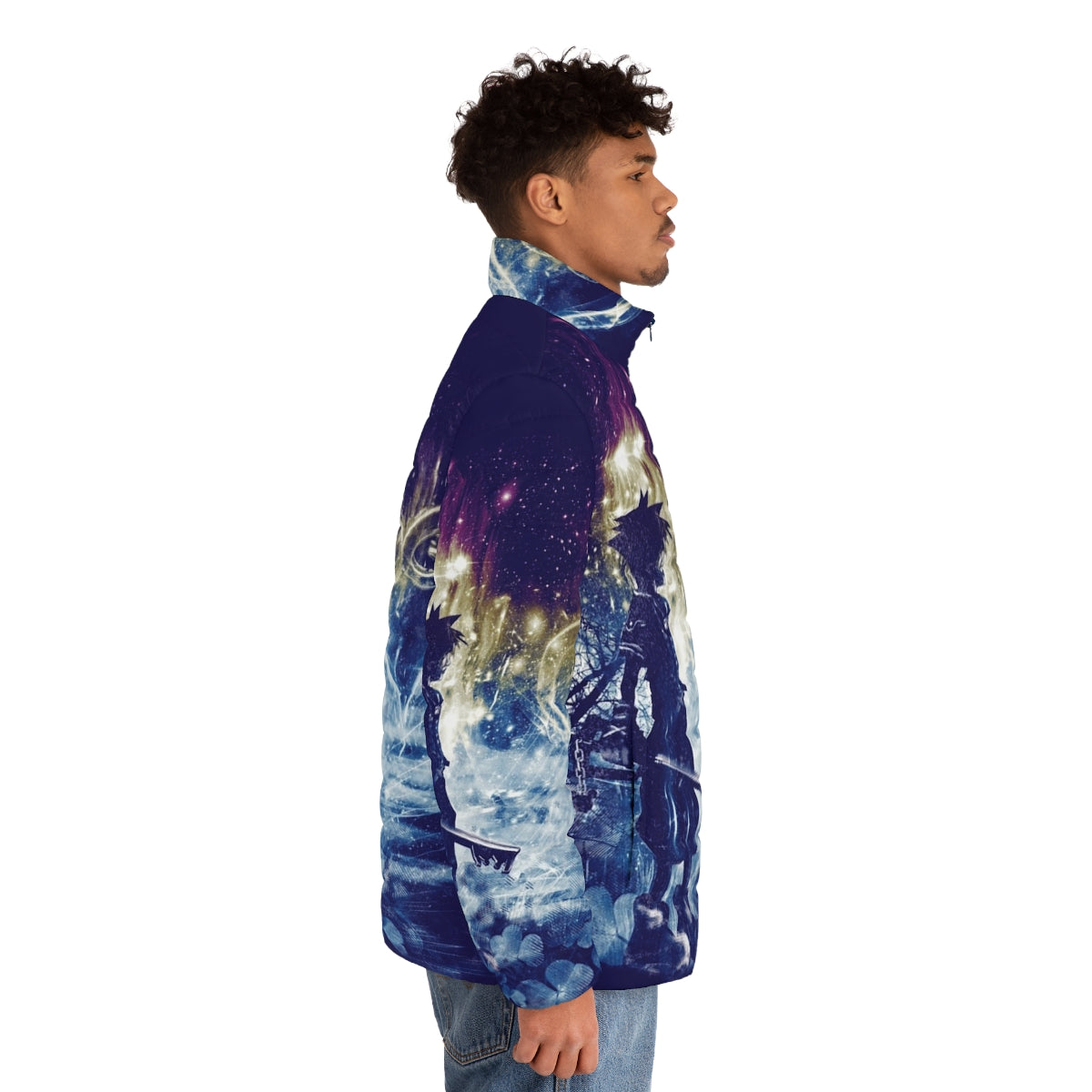 A Path To The Heart Puffer Jacket featuring a kingdom hearts-inspired design - men side right