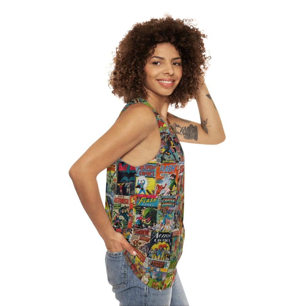 Vintage comic book pattern unisex tank top - women side