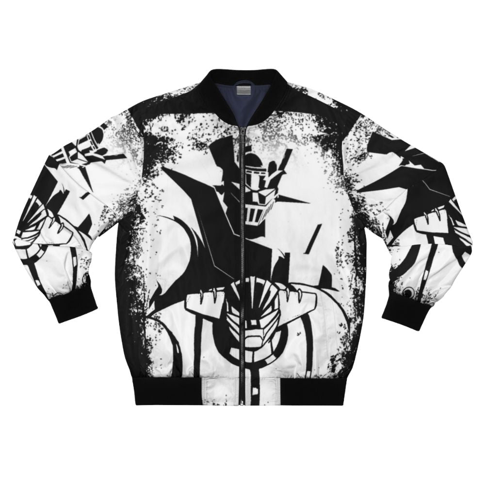 Heroes Never Die anime-inspired bomber jacket featuring robot and mecha design