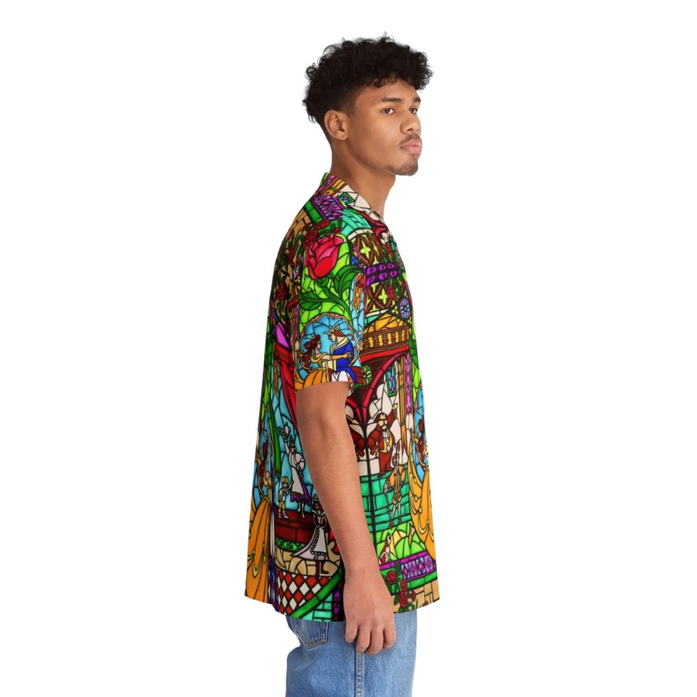 Stained Glass Window Hawaiian Shirt with Colorful Floral Pattern - People Pight