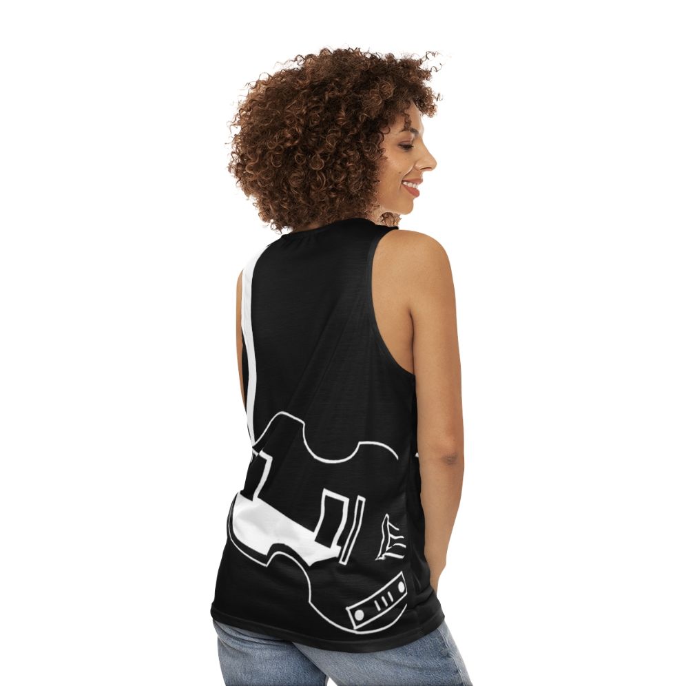 Unisex violin bass tank top featuring a music and beatles design - women back