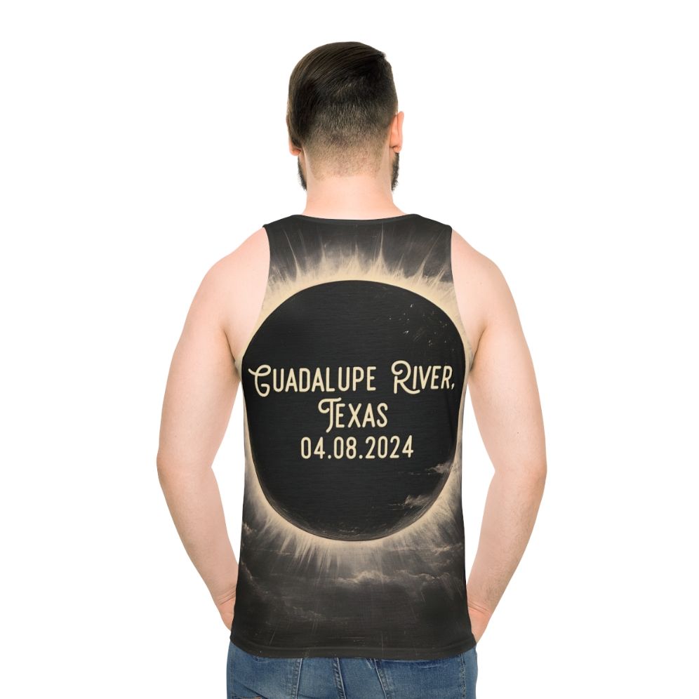 Guadalupe River Texas Total Eclipse Unisex Tank Top - men back