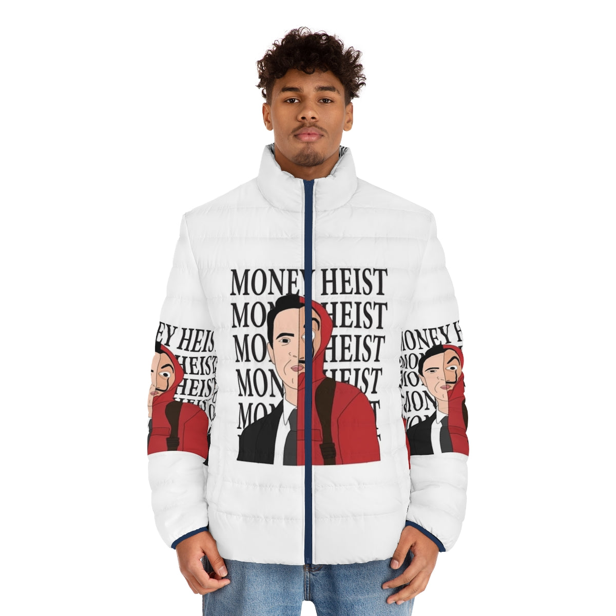 Money Heist Berlin Illustration Puffer Jacket - men front