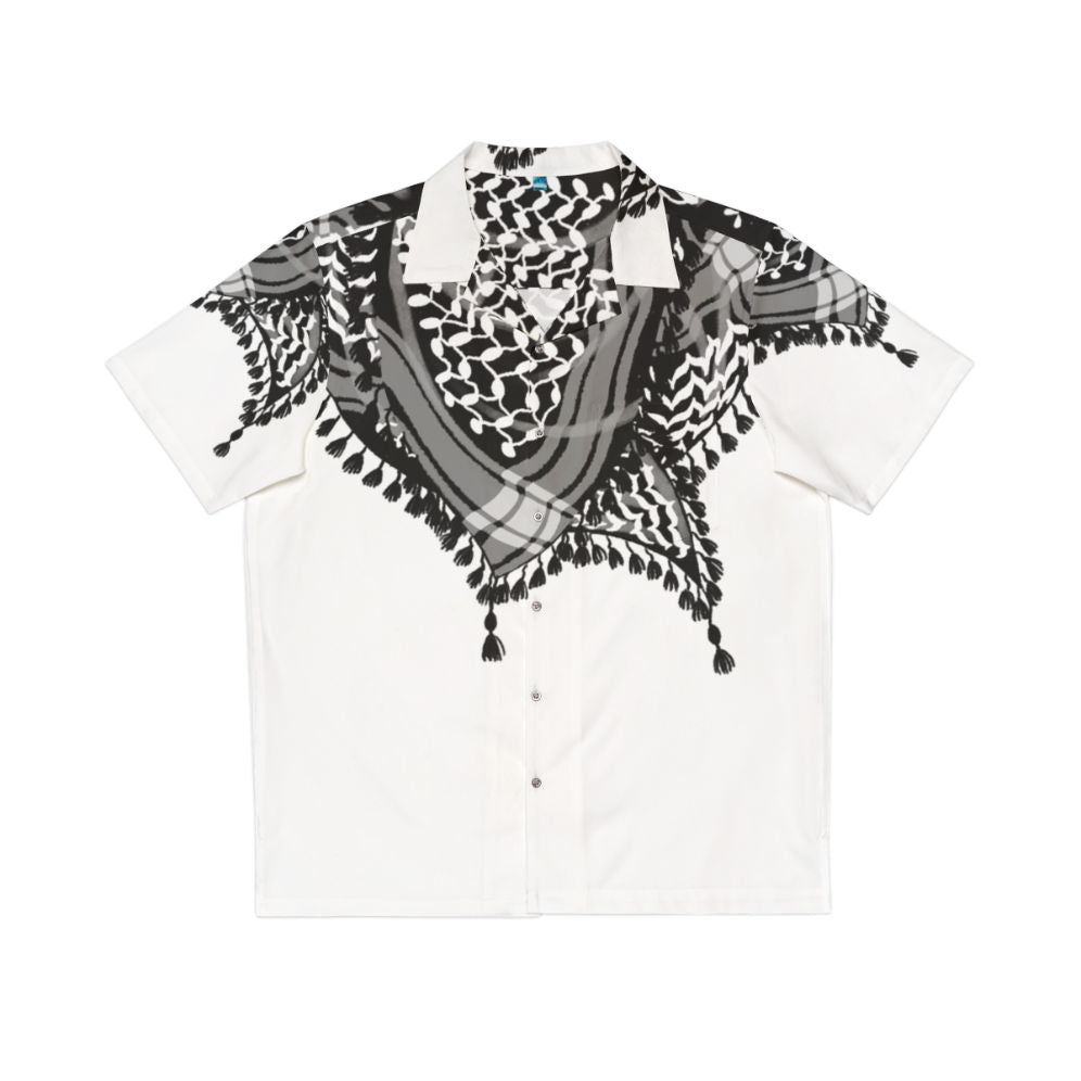 Black and white keffiyeh pattern Hawaiian shirt