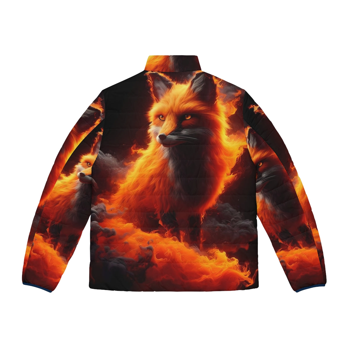 Fiery puffer jacket with abstract wildlife design - Back