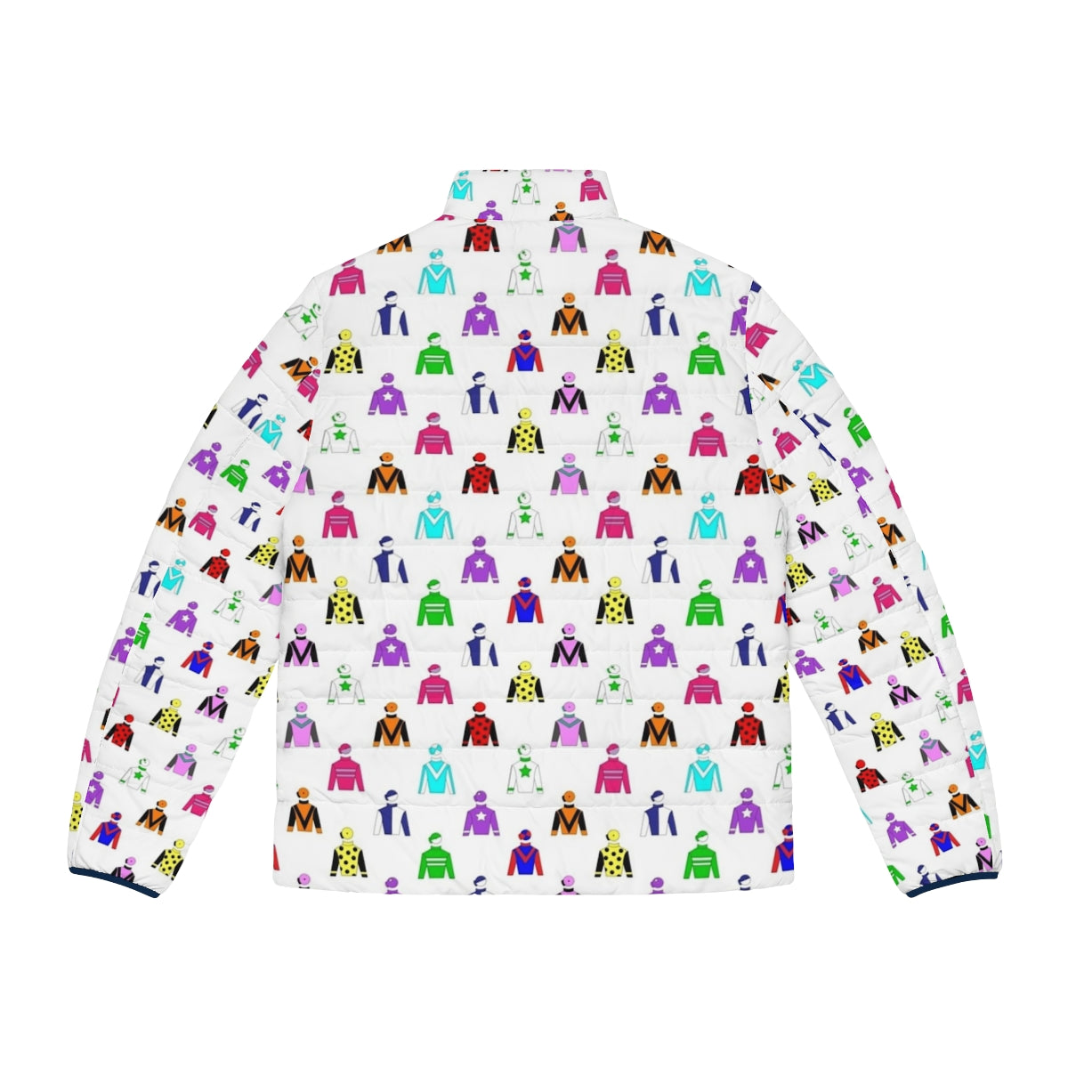 Colourful horse racing jockey silks puffer jacket - Back