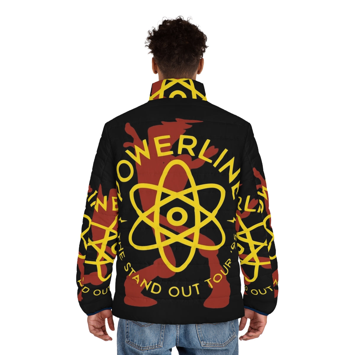 Powerline Puffer Jacket with 90s cartoon pop star design - men back