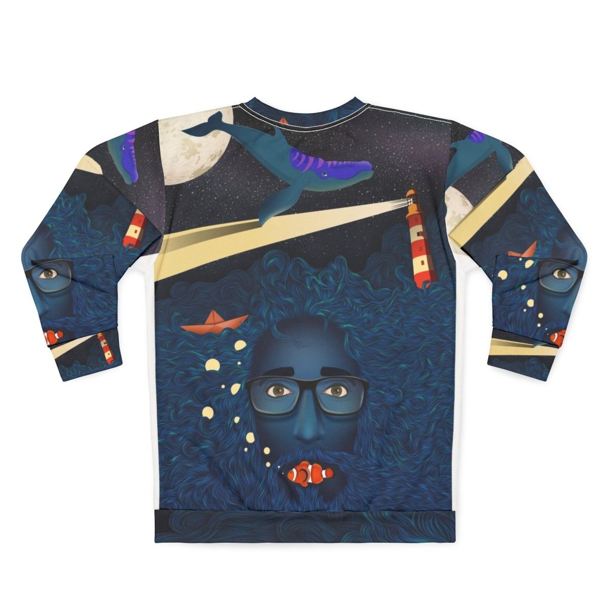 Deep Thoughts Calma-Inspired Sweatshirt featuring a fantasy ocean theme - Back