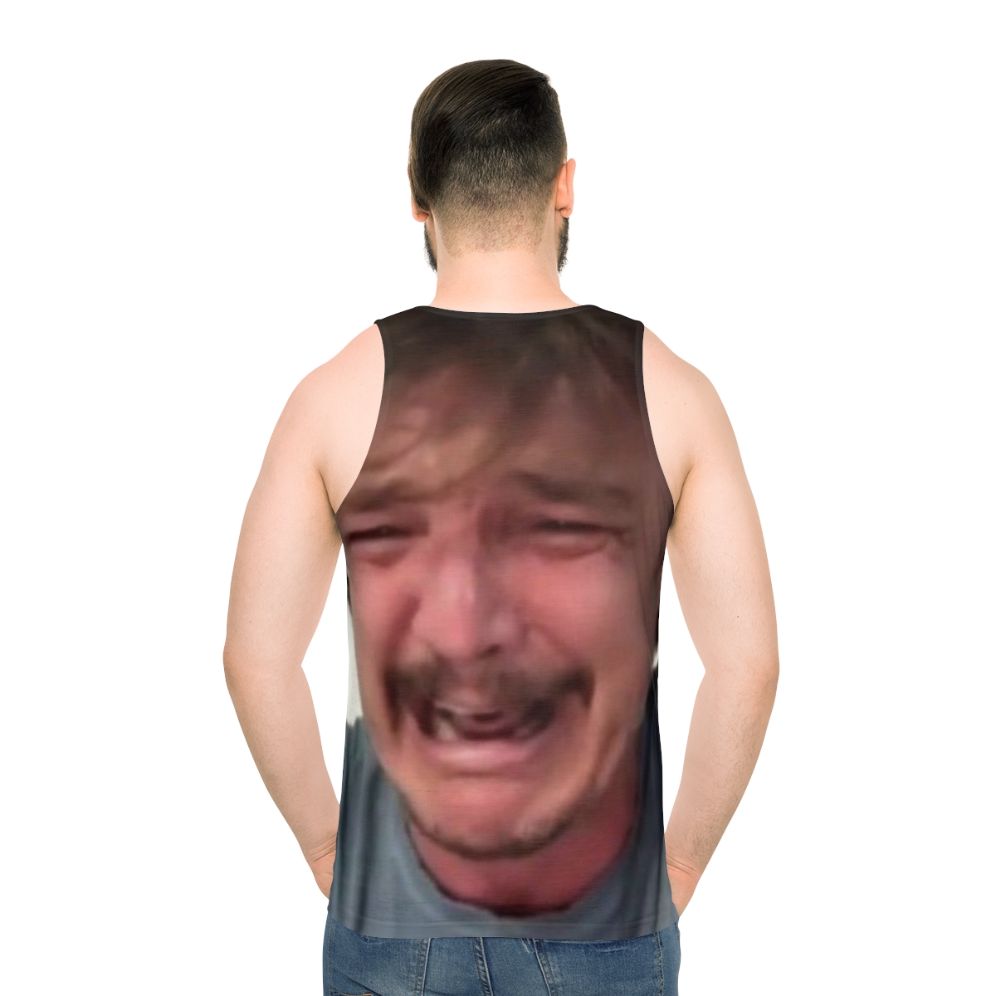 Pedro Pascal Crying Meme Unisex Tank Top - men back