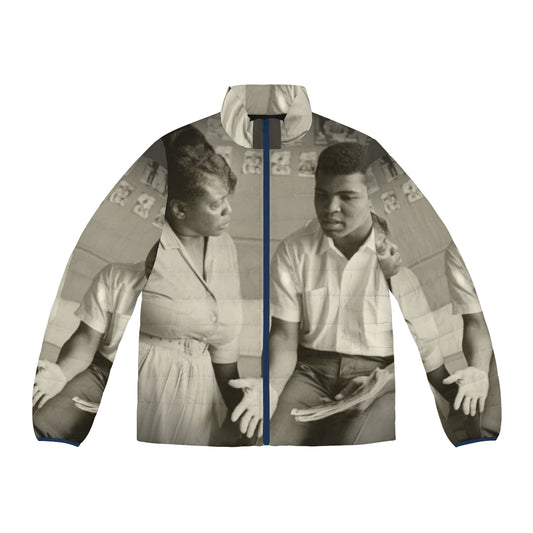 Fannie Lou Hamer and Muhammad Ali inspired puffer jacket with civil rights and activism graphics