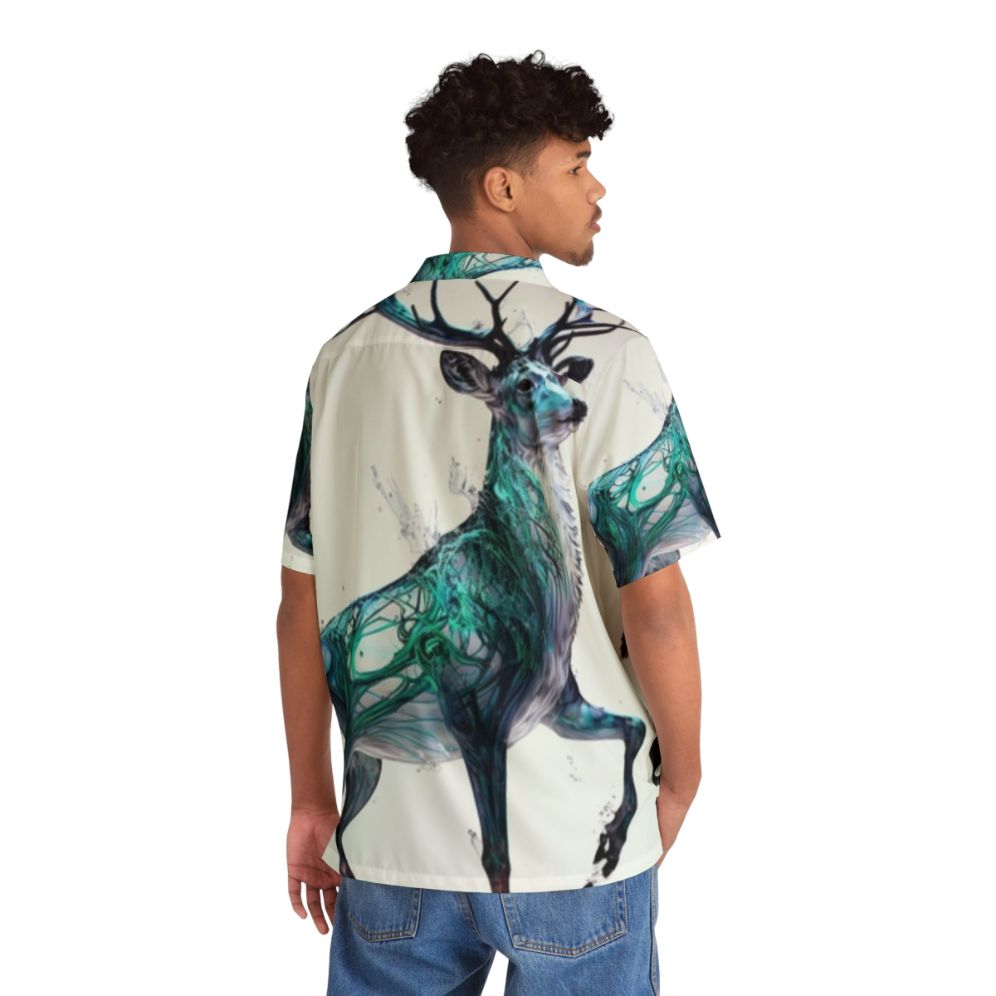 A Hawaiian shirt featuring a legendary stag in a holographic print - People Back