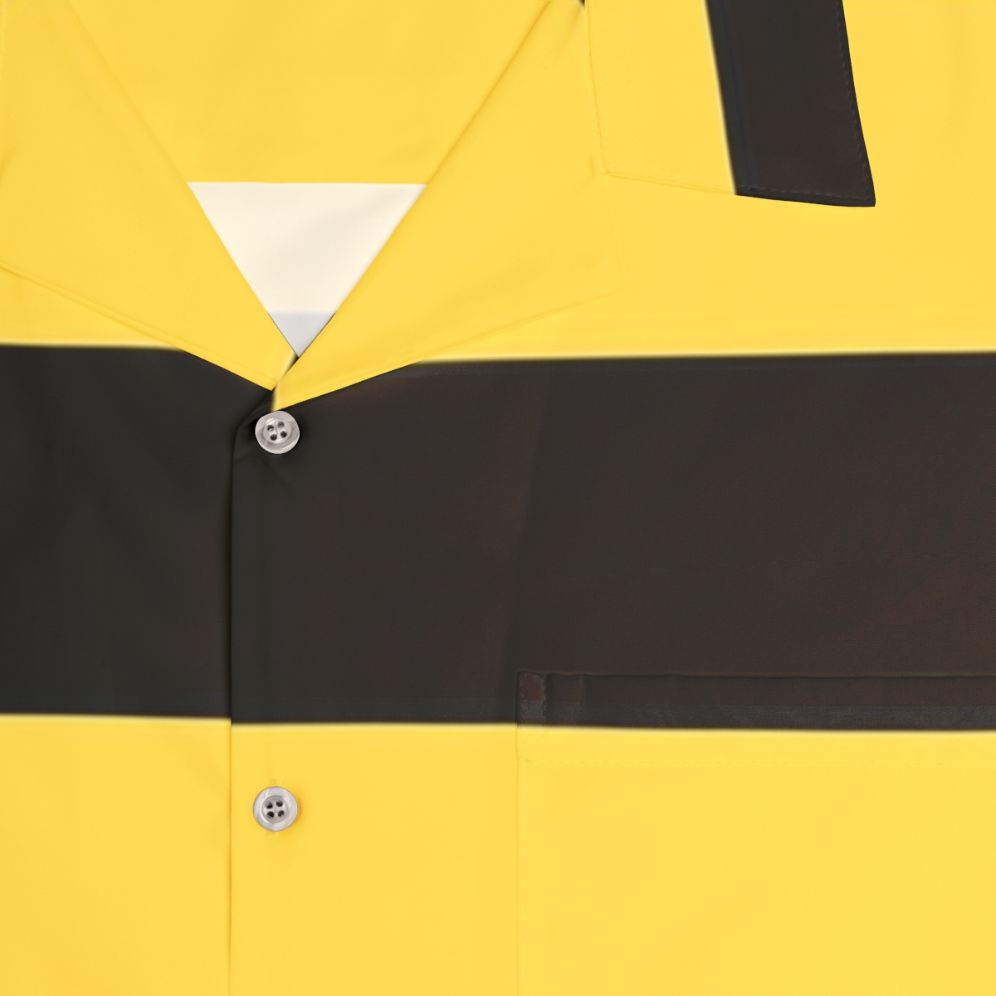 Bumble bee Hawaiian shirt with bright yellow and black stripes - Detail