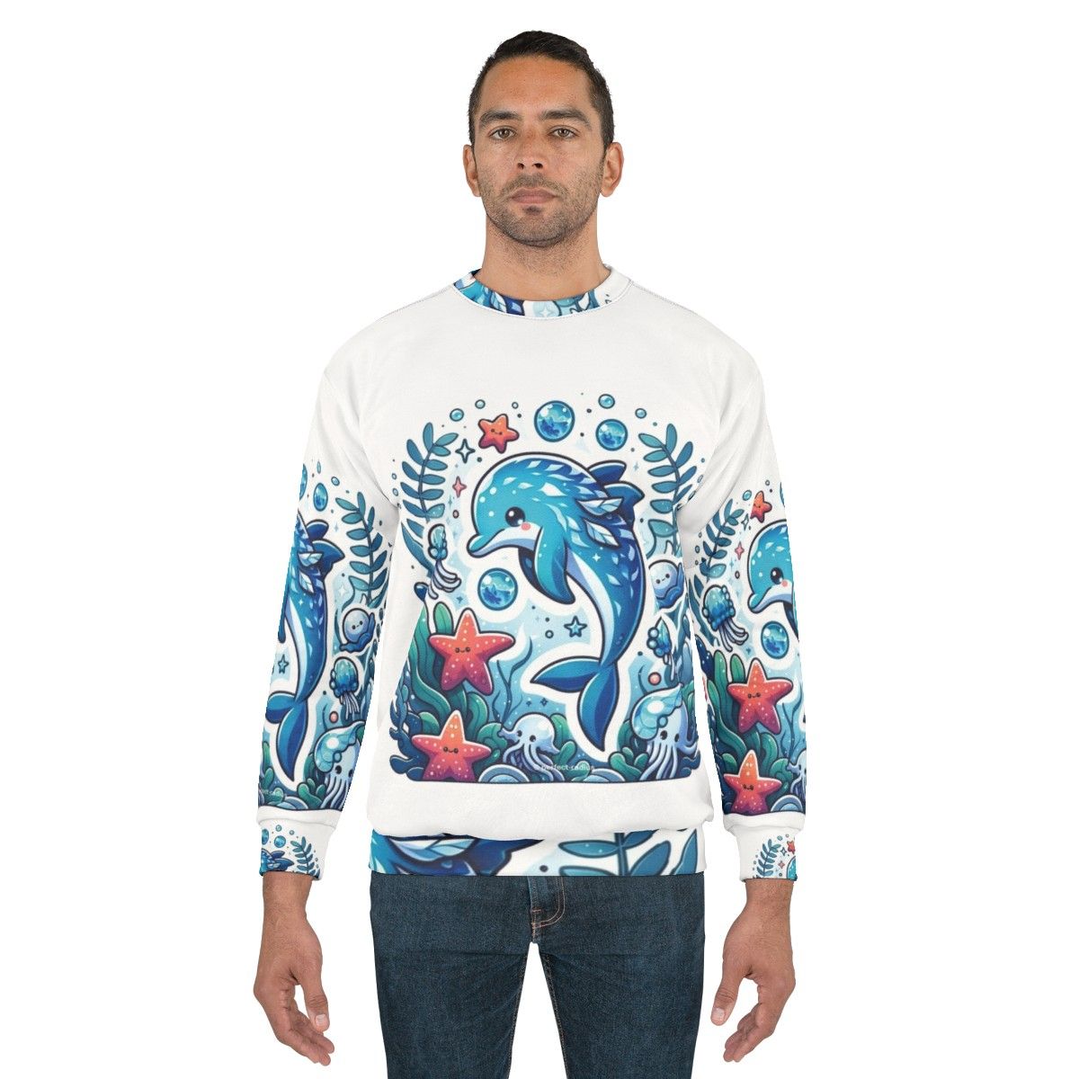 Legendary frostfin dolphin fantasy design on a cozy sweatshirt - men