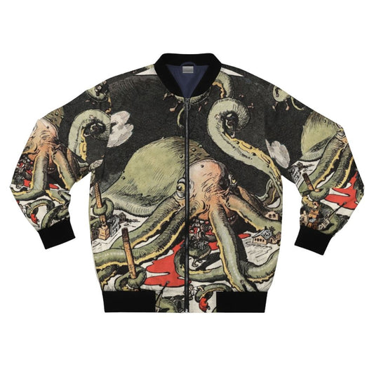 Cthulhu-inspired vintage horror bomber jacket with Lovecraft-style design