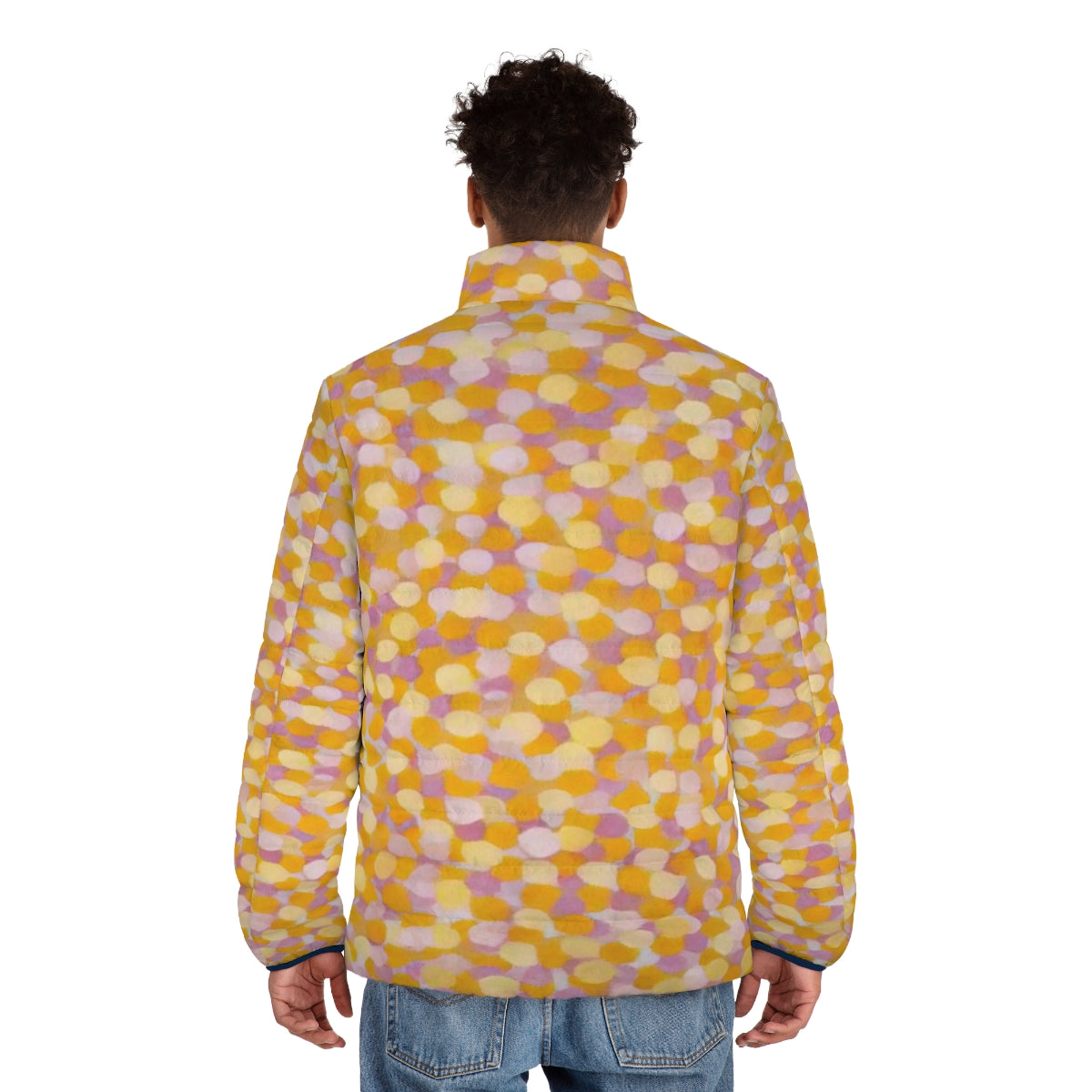 Puffer jacket featuring Thomas Downing's abstract geometric art - men back