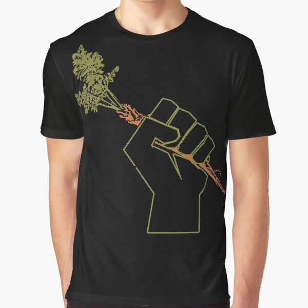 Veggie permaculture fist of solidarity symbol graphic t-shirt design