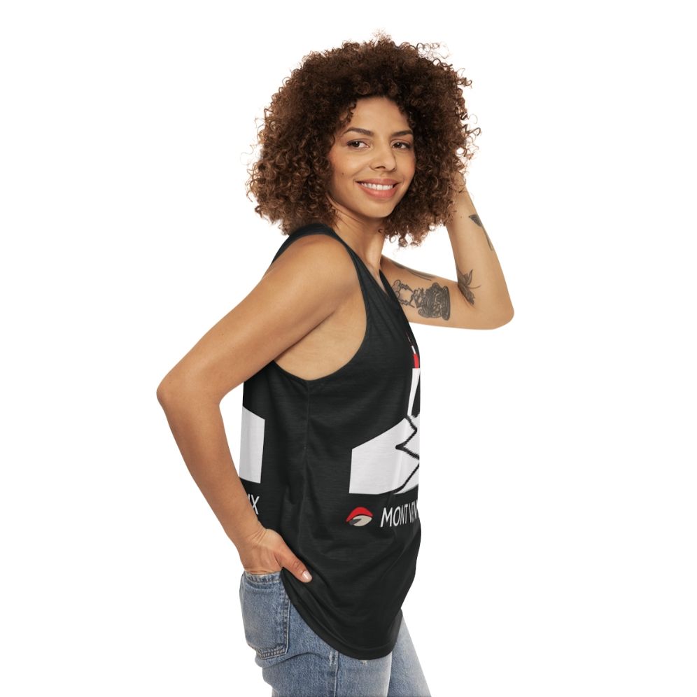 Unisex cycling tank top with Mont Ventoux design - women side