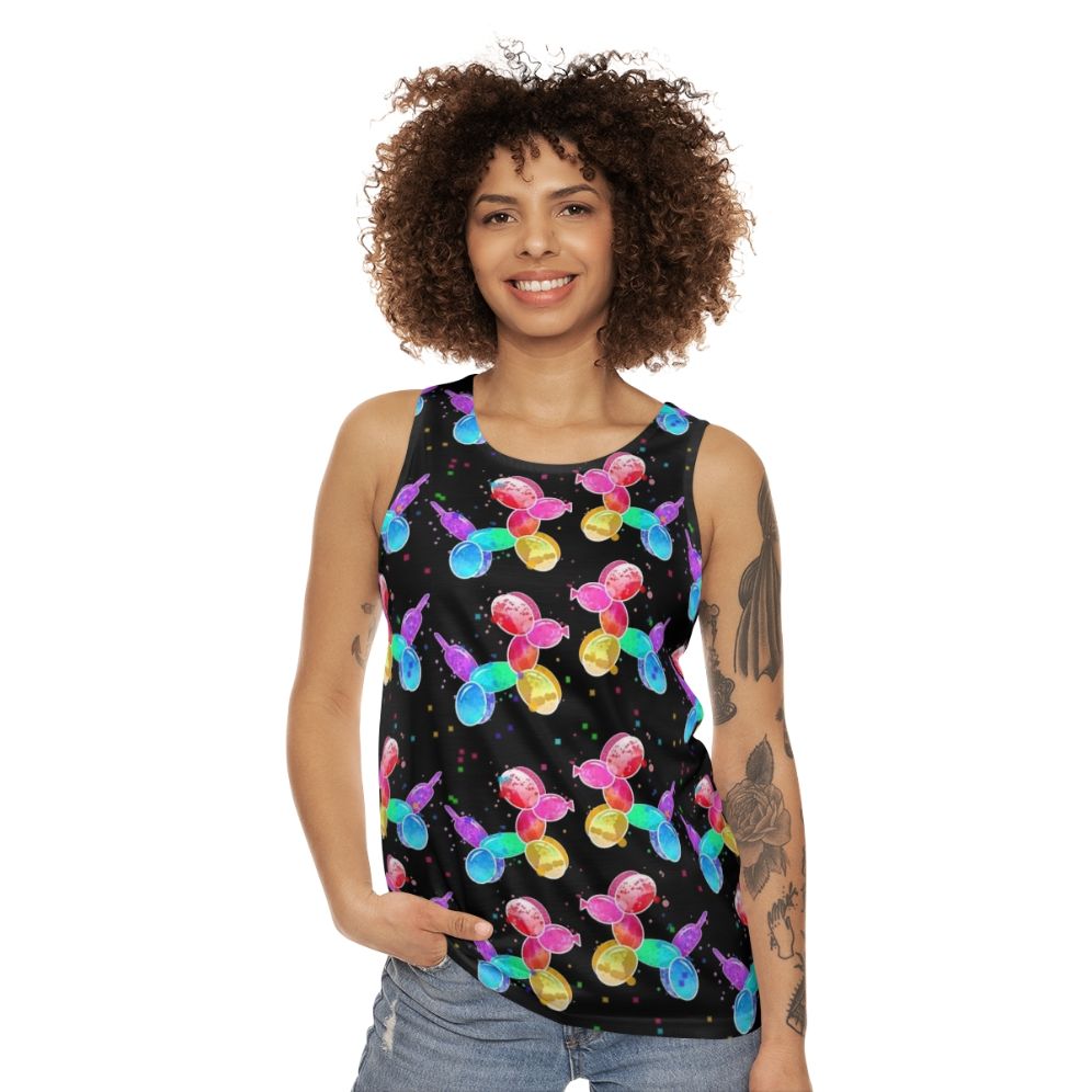 Watercolor balloon dogs unisex tank top - women