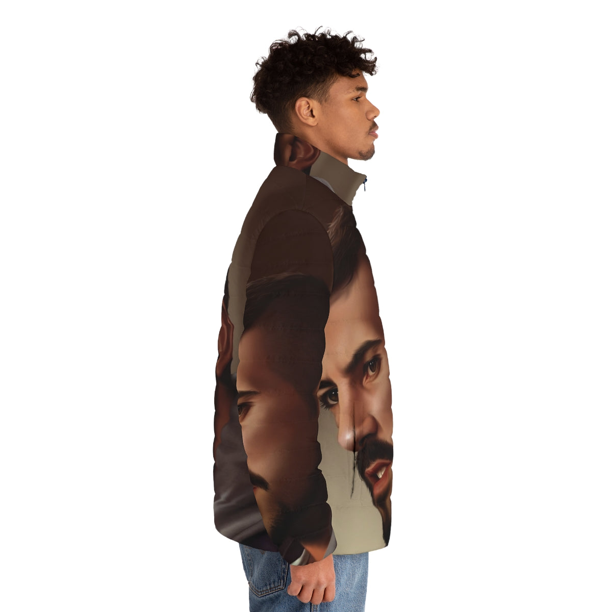 Yuri Boyka portrait puffer jacket inspired by the action movie hero - men side right