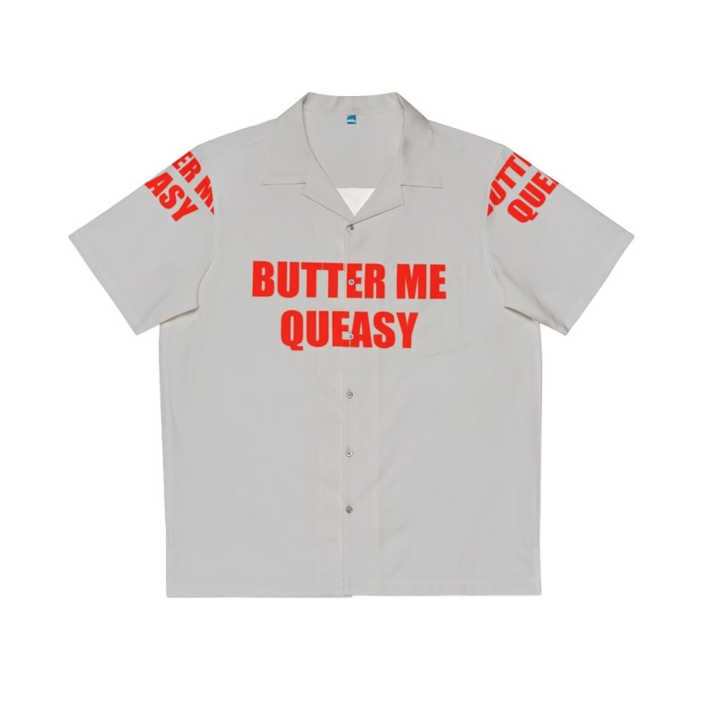 Icarly Penny Hawaiian graphic tee with "Butter Me Queasy" design