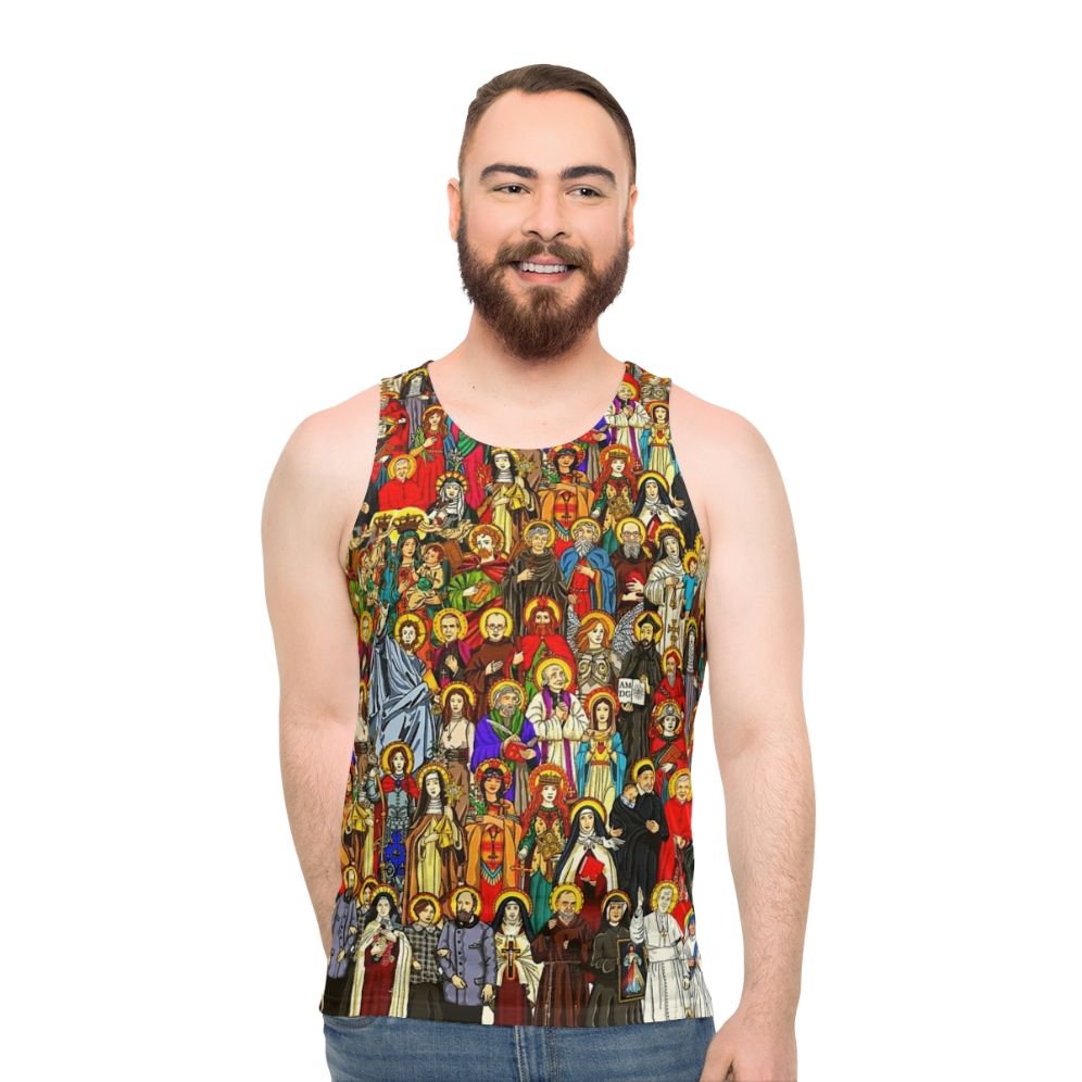 Unisex tank top featuring Catholic saints - men