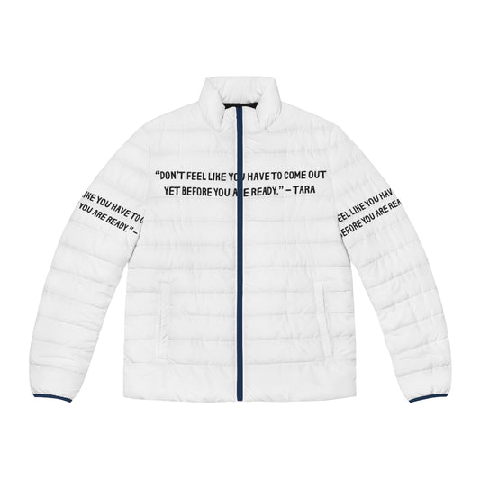 Heartstopper gang puffer jacket featuring Nick, Charlie, and their friends from the Netflix series