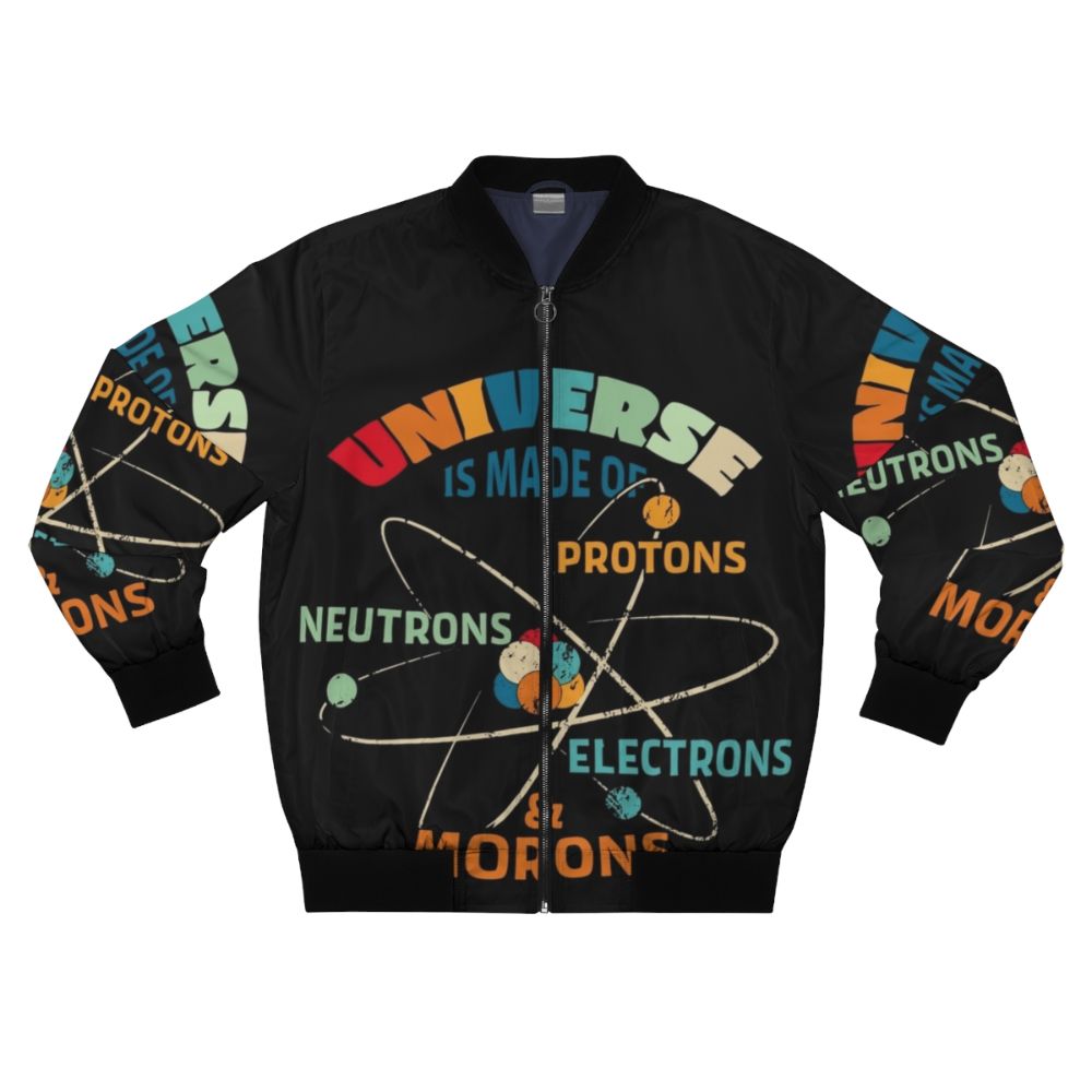 Bomber jacket featuring periodic table elements and science humor puns