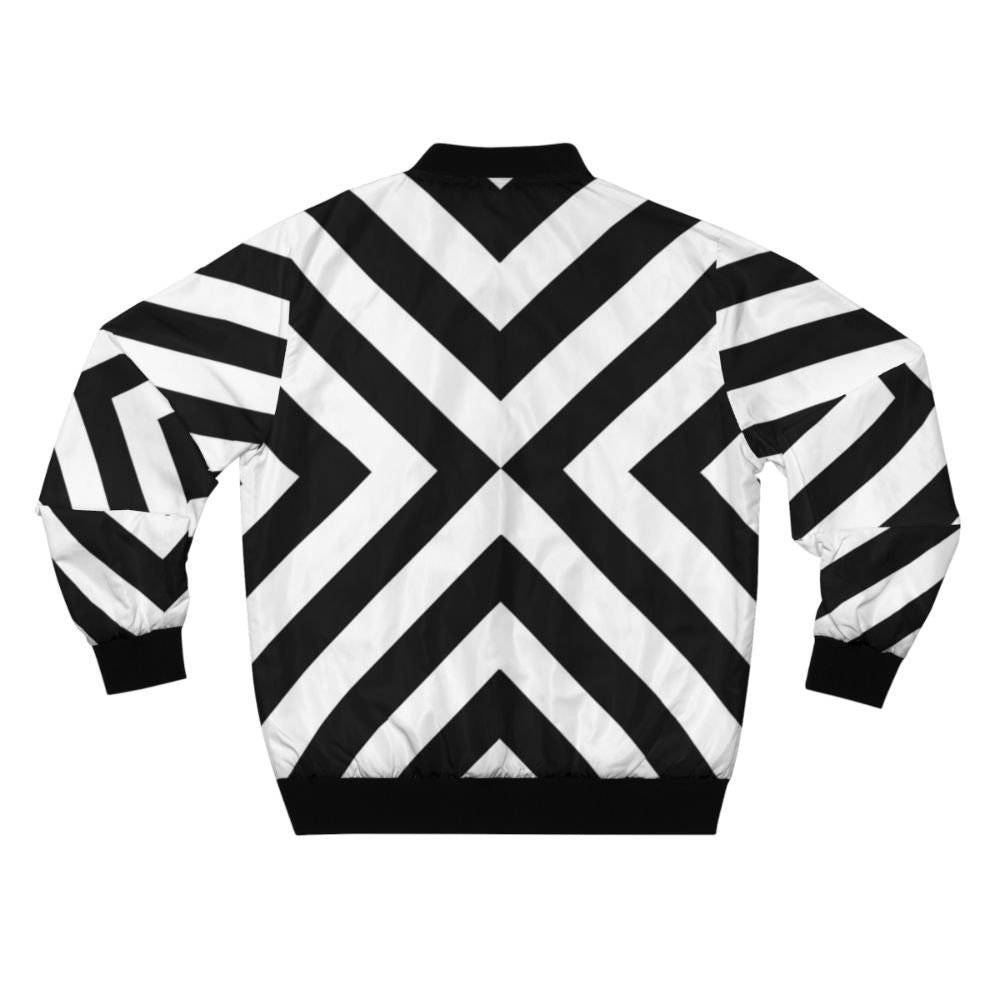 Black and white minimalist pattern bomber jacket - Back