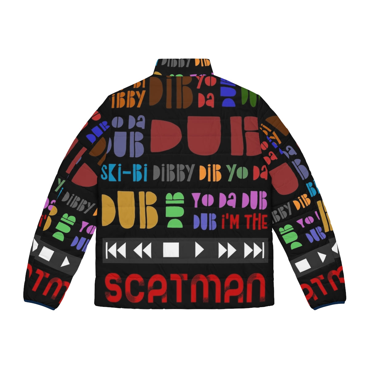 Vintage 90s Scatman John Lyrics Puffer Jacket - Back