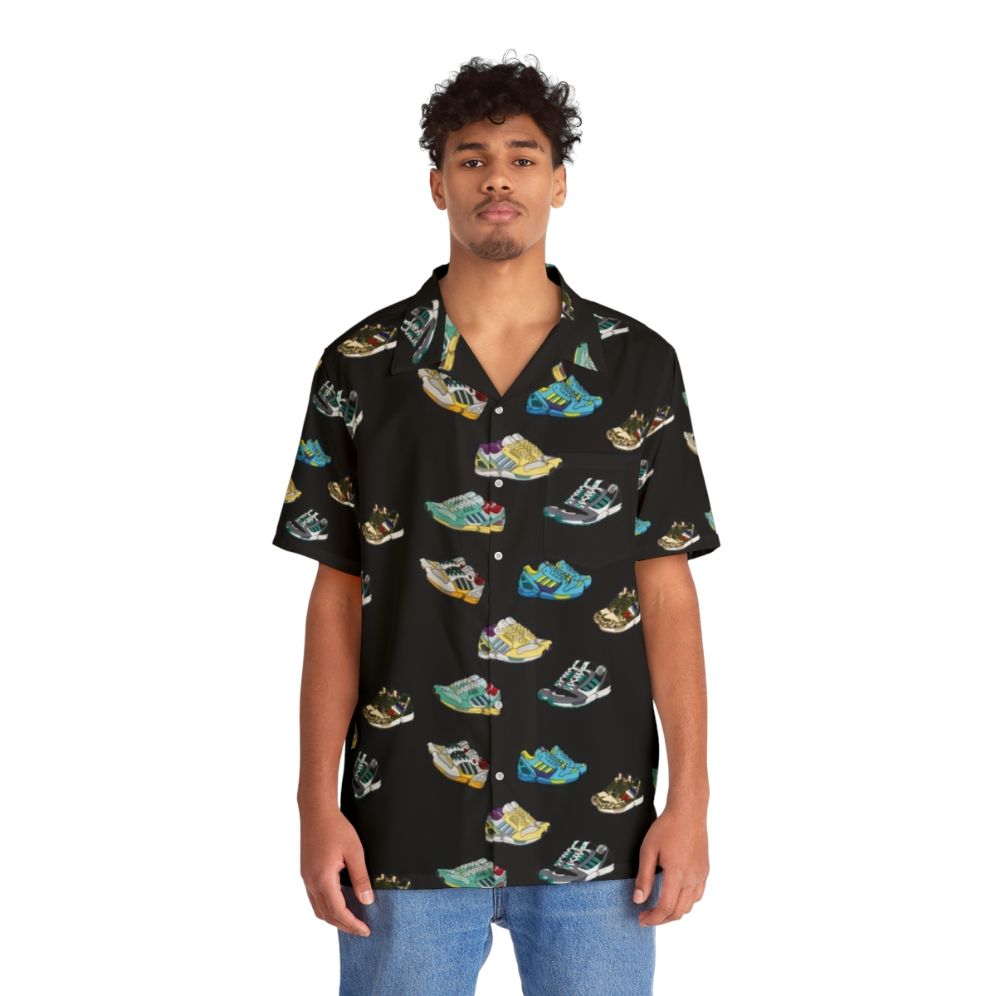 ZX Family Hawaiian Shirt with Tropical Floral Print - People Front