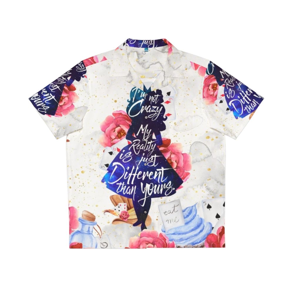 Alice in Wonderland inspired Hawaiian shirt with "I'm not crazy" quote