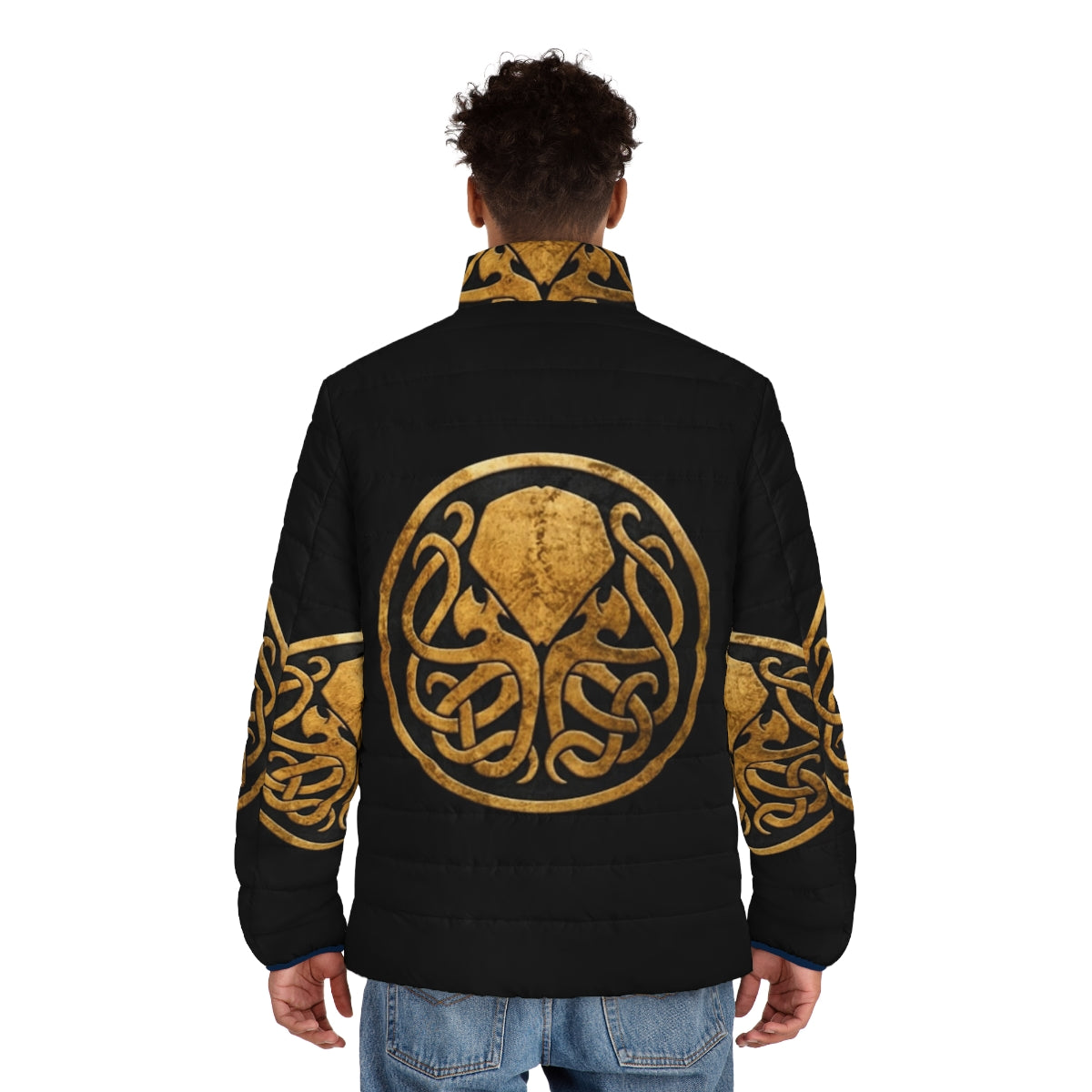 Cthulhu puffer jacket featuring the iconic cosmic horror creature from HP Lovecraft's Cthulhu mythos - men back