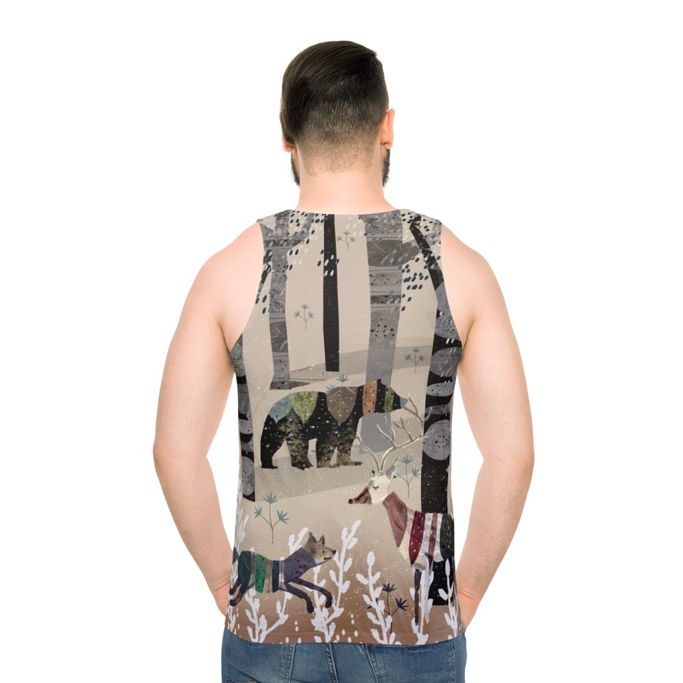 Watercolor forest animals unisex tank top - men back