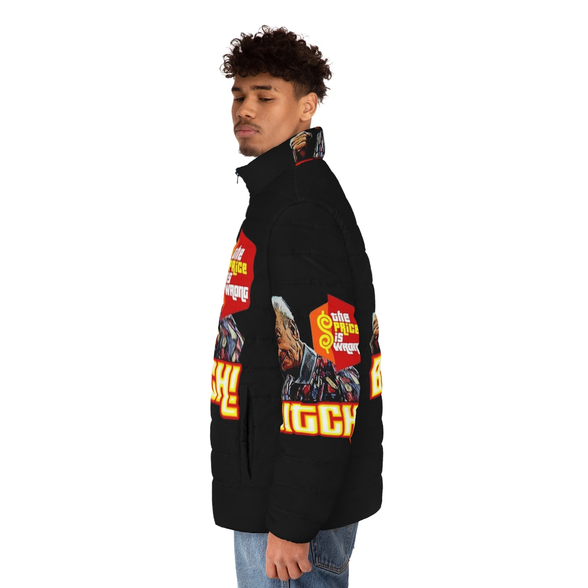 The Price Is Wrong Puffer Jacket with Christmas Vacation inspired design - men side left