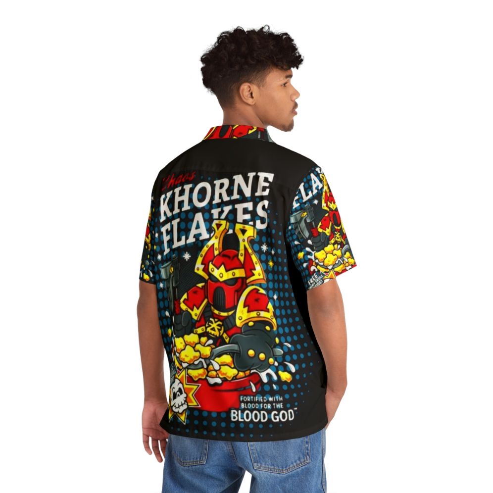 Chaos Khorne Flakes Hawaiian Shirt with Blood for the Blood God Motif - People Back