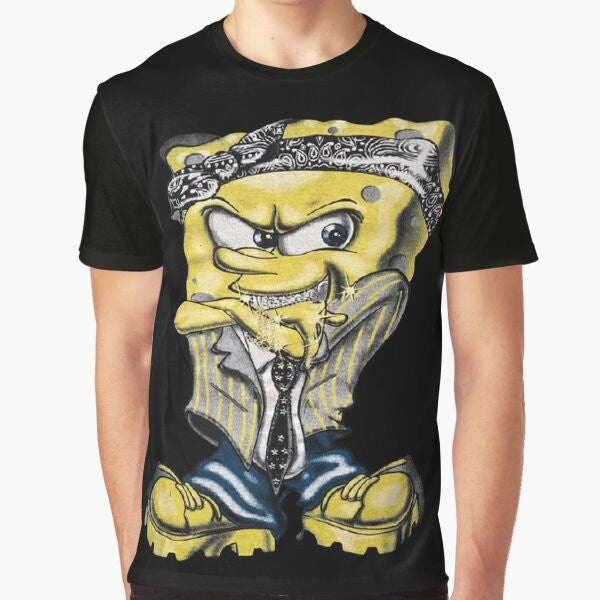 Gangster SpongeBob graphic design on a t-shirt