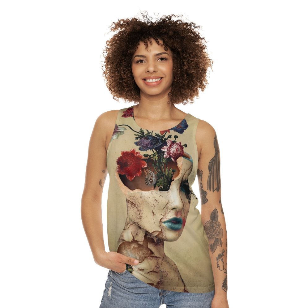 Broken Beauty Unisex Floral Grunge Digital Art Tank Top - women