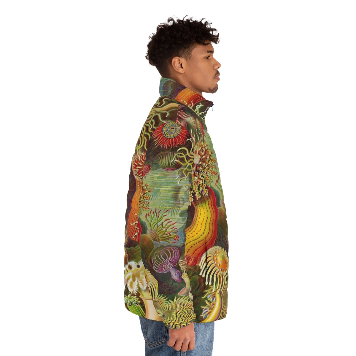 Ernst Haeckel inspired sea anemone puffer jacket - men side right