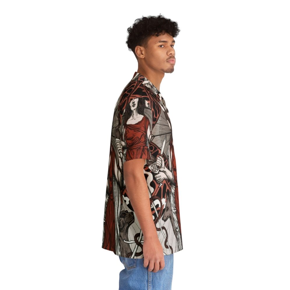 Hecate Gothic Hawaiian Shirt featuring a dark moon goddess design - People Pight