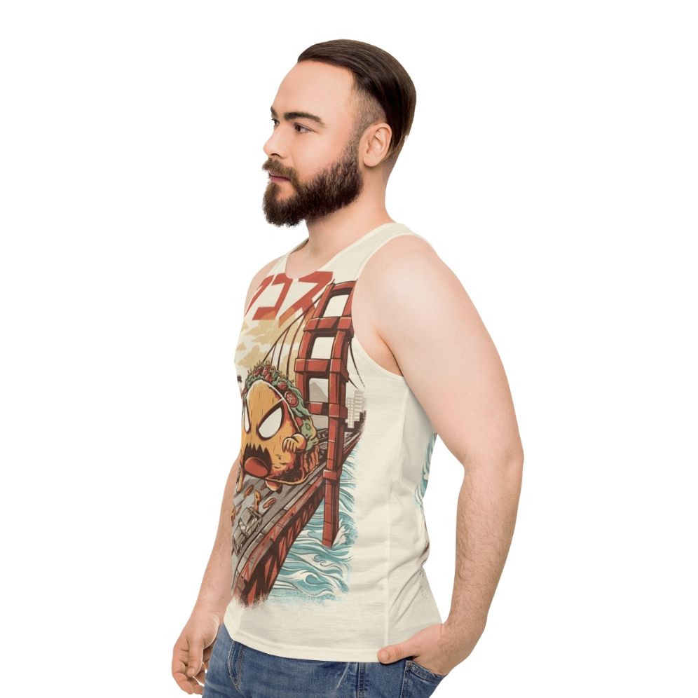 Unisex anime inspired Japanese kaiju graphic tank top - men side