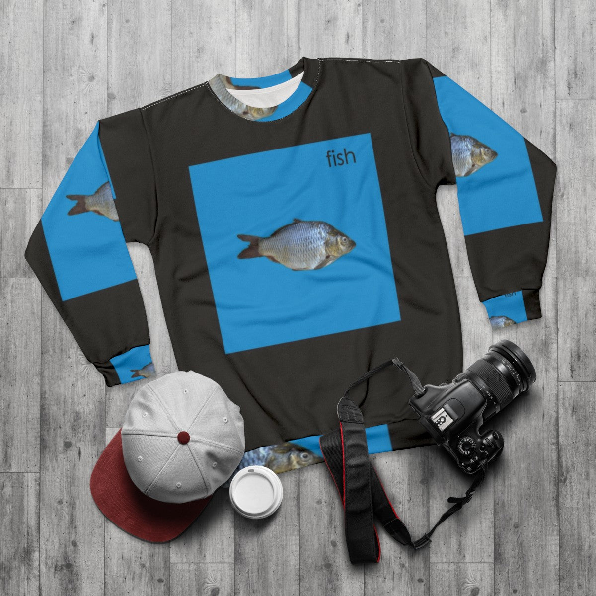 Fish Premium Graphic Weezer Sweatshirt - flat lay