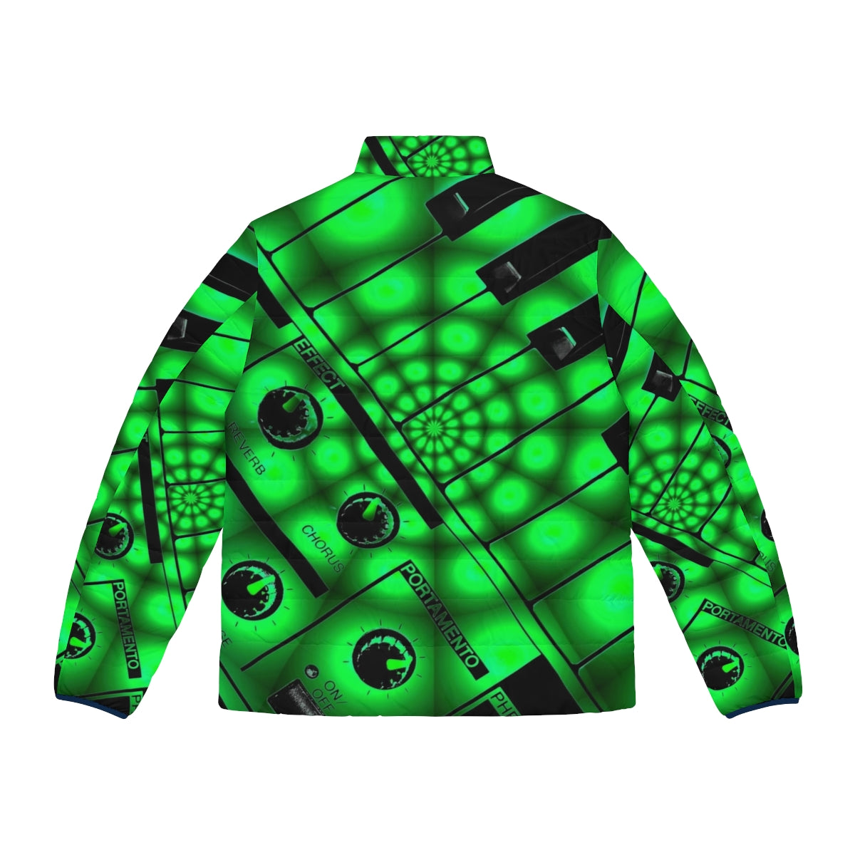 Puffer jacket with printed synthesizer keys and filters design - Back