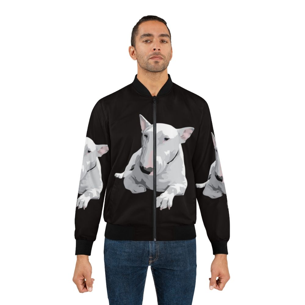 English Bull Terrier wearing a bomber jacket - Lifestyle