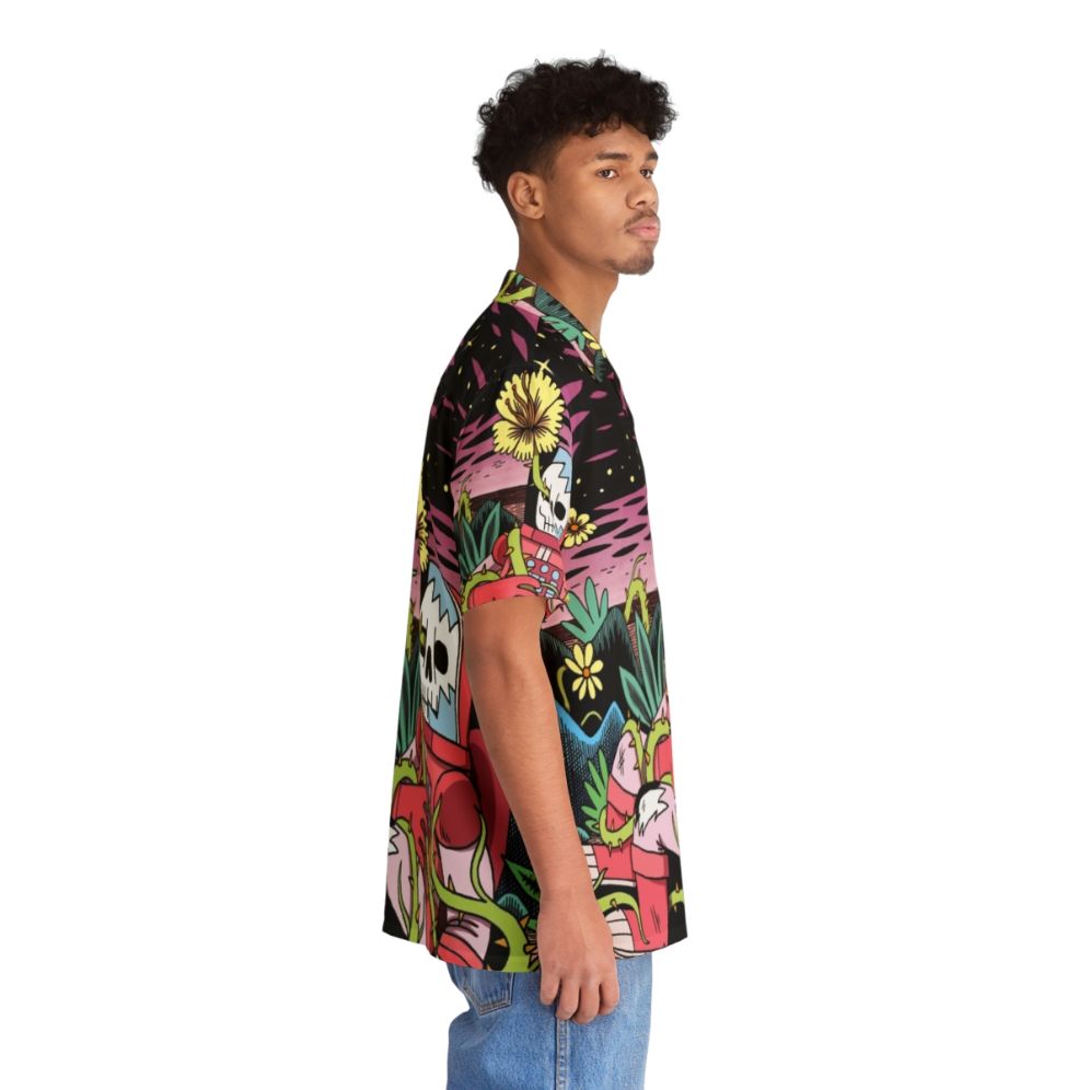 hawaiian flower astronaut skeleton shirt cosmic space themed - People Pight